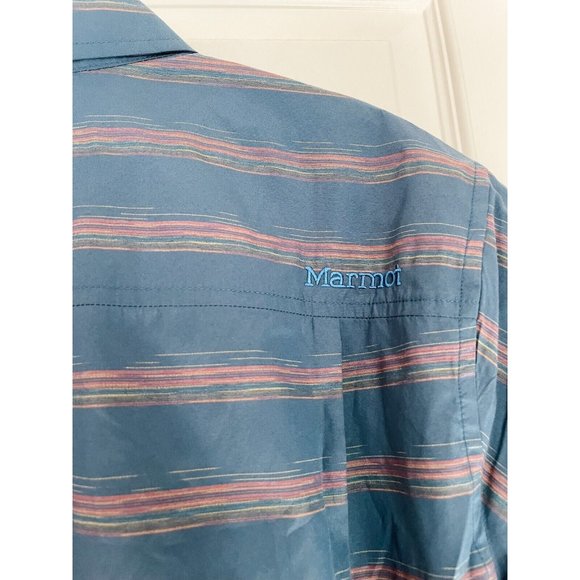NWT Marmot Beacon Hill Short-Sleeve Woven Shirt - Denim - Picture 8 of 9